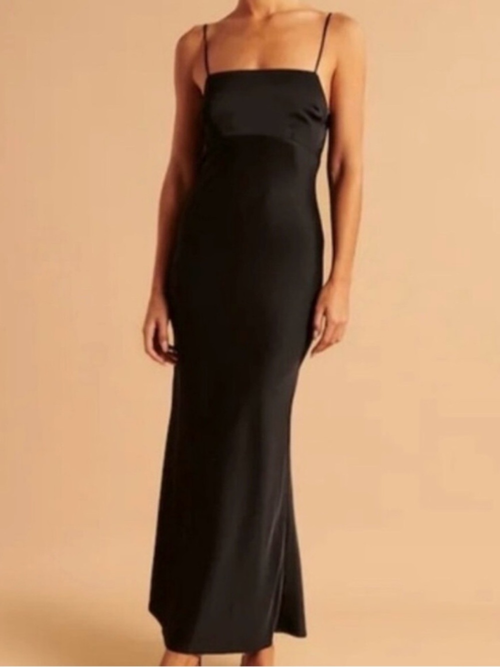 Abercrombie & Fitch black Satin Slip Dress- A&F Julia Slip Cowl Back Dress